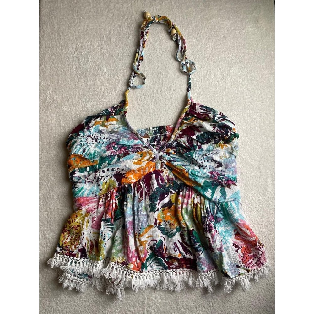 NWT Free People Fringe Multicolor Halter XS